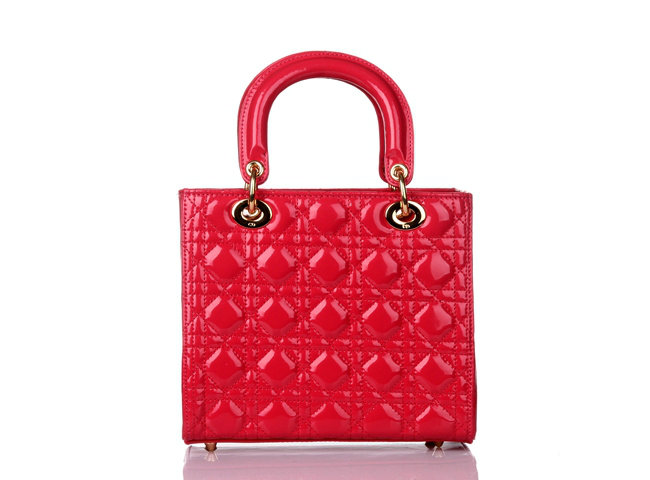 lady dior patent leather bag 6322 rosered with gold hardware - Click Image to Close